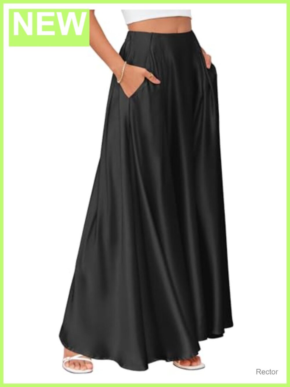 Maxi Satin Skirt High Waisted A-Line Flowy Long Skirt for Office Party
